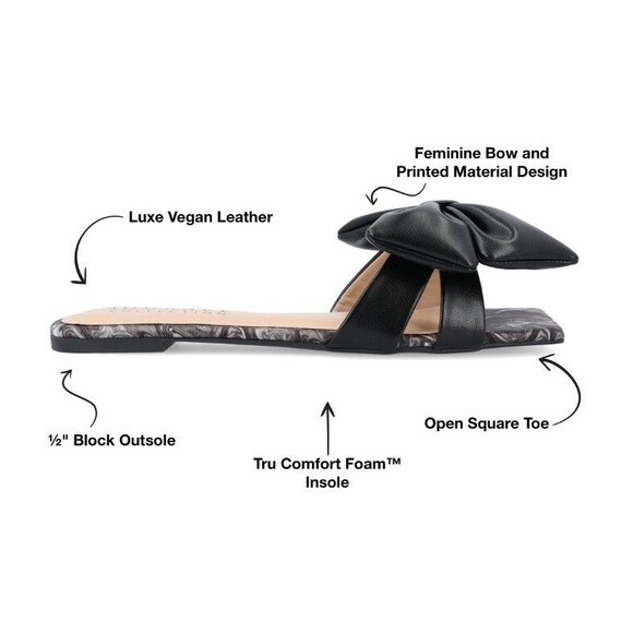 **NEW** Journee Collection Women's Kealla Bow Slip On Sandal/Slide Black-Size 7 - Picture 6 of 7